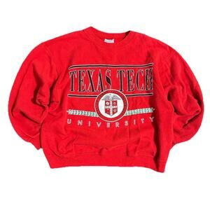 Vintage 80s Texas Tech Red Crewneck Sweatshirt Size M